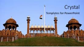  Presentation with delhi sutans - PPT layouts having red fort in the evening background and a light blue colored foreground