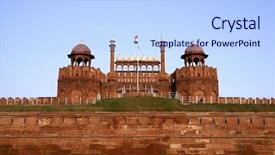  Presentation with india fort - Amazing PPT theme having red fort in the evening backdrop and a light blue colored foreground