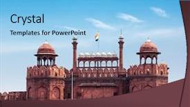  Presentation with india fort - Colorful theme enhanced with red fort lal qila delhi backdrop and a light blue colored foreground