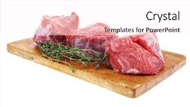  Presentation with thyme - PPT theme with red fresh fillet chops three background and a pink colored foreground