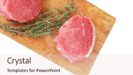  Presentation with thyme - Cool new PPT theme with red fresh fillet chops two backdrop and a lemonade colored foreground