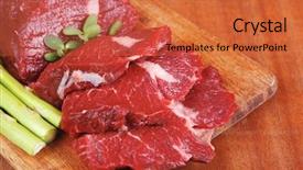  Presentation with veal - Amazing presentation theme having red fresh raw beef veal backdrop and a red colored foreground