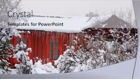  Presentation with ice frozen - Audience pleasing slide set consisting of red-frozen-cabin backdrop and a light gray colored foreground