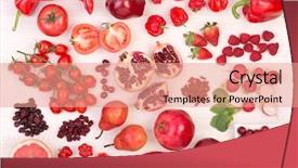  Presentation with food red - Slide set consisting of red fruit and vegetables background and a coral colored foreground