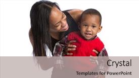  Presentation with mom baby - Beautiful slides featuring red fun - smiling mom holding baby closeup backdrop and a light gray colored foreground