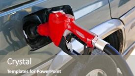  Presentation with pump - Presentation theme featuring chemical truck - red gasoline pump nozzle background and a seafoam green colored foreground