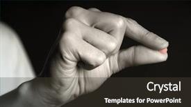  Presentation with female - Slides having red generic pill between female background and a dark gray colored foreground