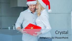  Presentation with sexy santa woman red - Presentation having red gift both in santa background and a light blue colored foreground