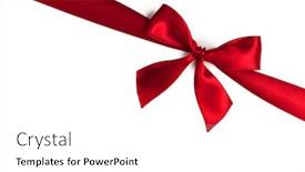  Presentation with red bow - PPT layouts having red gift bow isolated on white background background and a white colored foreground