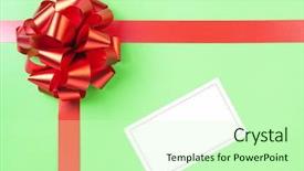  Presentation with emerald green ribbon - Cool new presentation theme with red gift bow with ribbons backdrop and a soft green colored foreground
