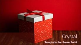  Presentation with holiday - PPT theme featuring red-gift-box-holiday-background background and a tawny brown colored foreground