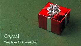  Presentation with gift - Colorful PPT theme enhanced with red gift box on green backdrop and a tawny brown colored foreground