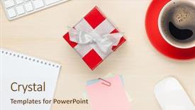  Presentation with gift - Presentation theme enhanced with red gift box on office background and a lemonade colored foreground