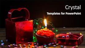  Presentation with cup cake - Audience pleasing presentation design consisting of red-gift-box-with-heart backdrop and a black colored foreground