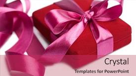  Presentation with pink ribbon - PPT theme enhanced with red gift box with pink ribbon isolated background and a red colored foreground