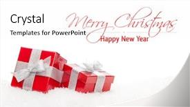  Presentation with an open gift box - Beautiful presentation theme featuring red gift boxes in snow backdrop and a pink colored foreground