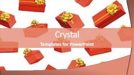  Presentation with red bow - Amazing PPT theme having red gift boxes with ribbon and bow on white background backdrop and a coral colored foreground
