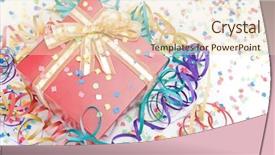  Presentation with red bow - Amazing presentation theme having red gift with a golden bow in a party setting backdrop and a lemonade colored foreground