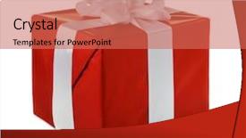  Presentation with red bow - PPT layouts enhanced with red gift with white satin background and a coral colored foreground