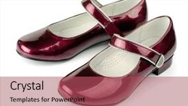 Presentation with leather shoes - PPT layouts consisting of red girls patent leather shoes background and a red colored foreground