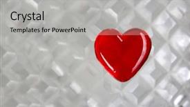  Presentation with glass human head brain - PPT theme enhanced with red glass heart on crystal background and a light gray colored foreground