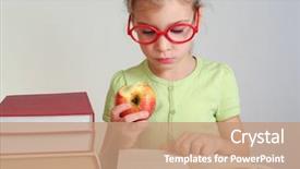  Presentation with book glasses - Presentation theme with red glasses eat apple background and a coral colored foreground