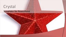  Presentation with red star - Slide deck enhanced with red glitter star shaped christmas decoration isolated on white background background and a lemonade colored foreground