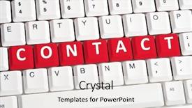  Presentation with global red - PPT layouts having red global business services - contact word on white keyboard background and a  colored foreground