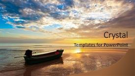 Presentation with tide - Amazing presentation theme having red gold blue - boat on the beach backdrop and a coral colored foreground
