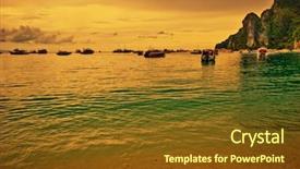  Presentation with tropical wedding anniversary - Theme with red gold blue - tropical sunset background and a tawny brown colored foreground