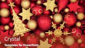  Presentation with festive season - PPT layouts featuring red-gold-christmas-tree-bauble background and a tawny brown colored foreground
