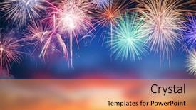  Presentation with firework - Slides featuring red gold fire - abstract colored firework background background and a coral colored foreground