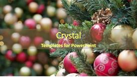  Presentation with events and decoration presentation - Slide deck with red gold fire - beautiful christmas tree decoration background and a tawny brown colored foreground