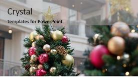  Presentation with christmas tree - Cool new slides with red gold fire - beautiful christmas tree backdrop and a light gray colored foreground