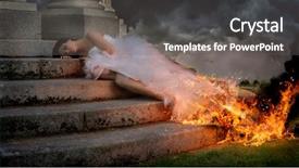  Presentation with abandonment - Colorful slide set enhanced with red gold fire - bride with wedding dress burning backdrop and a gray colored foreground