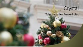  Presentation with events and decoration presentation - PPT layouts having red gold fire - christmas tree decoration background and a light gray colored foreground