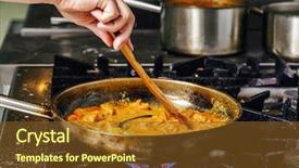  Presentation with food red - Slide deck enhanced with red gold fire - steaming food in the frying background and a tawny brown colored foreground