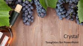  Presentation with table grape - PPT layouts consisting of red grape and wine bottle background and a  colored foreground