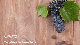  Presentation with table grape - Colorful presentation theme enhanced with red grape on wooden table backdrop and a coral colored foreground
