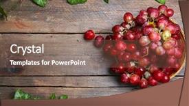  Presentation with bunch of green peas - Amazing slide set having bunch of grape in wicker backdrop and a violet colored foreground