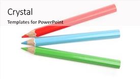  Presentation with red white blue - PPT layouts enhanced with red green and blue pencils on white background and a sky blue colored foreground