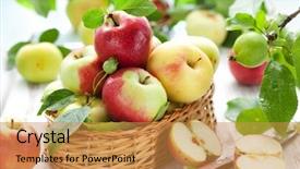  Presentation with green apples - PPT theme with red green and yellow apples background and a gold colored foreground