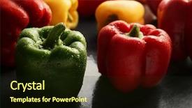  Presentation with peppers - Amazing PPT theme having red green and yellow sweet bell peppers closeup backdrop and a wine colored foreground
