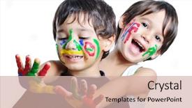  Presentation with two small brothers - Amazing slides having red green blue - two happy brothers backdrop and a  colored foreground