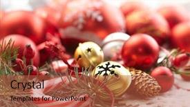  Presentation with decoration - PPT theme enhanced with red green gold - christmas decoration background and a  colored foreground