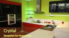  Presentation with abstract - Presentation theme with red green neon - abstract modern kitchen background and a tawny brown colored foreground