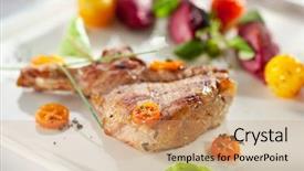  Presentation with bbq - Beautiful slide deck featuring red green tomato - pork loin bbq with beet backdrop and a coral colored foreground