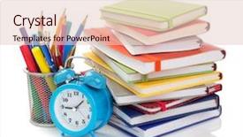  Presentation with green office - Slide set featuring red green yellow alarm clock - office and school supplies isolated background and a lemonade colored foreground