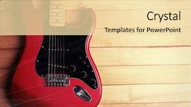  Presentation with electric guitar - Beautiful PPT theme featuring red guitar on wooden background backdrop and a lemonade colored foreground