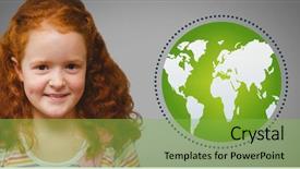  Presentation with red globe - Cool new PPT theme with red hair and world globe backdrop and a  colored foreground